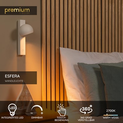 Lucide ESFERA - Wandleuchte - LED Dim. - 1x9W 2700K - Weiß | Premium